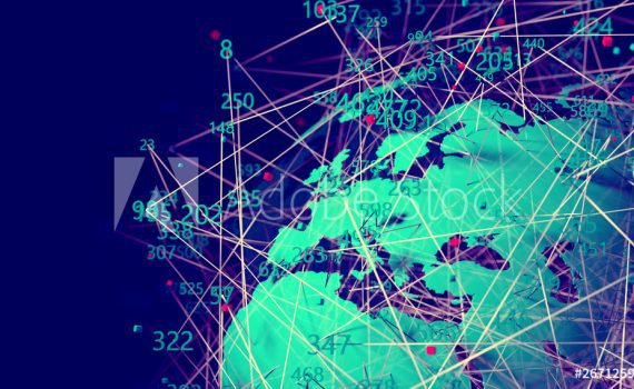 Mapa mundial y herramientas informáticas para la ciberseguridad. Tecnología y comunicación para el análisis y la gestión de datos en Internet.