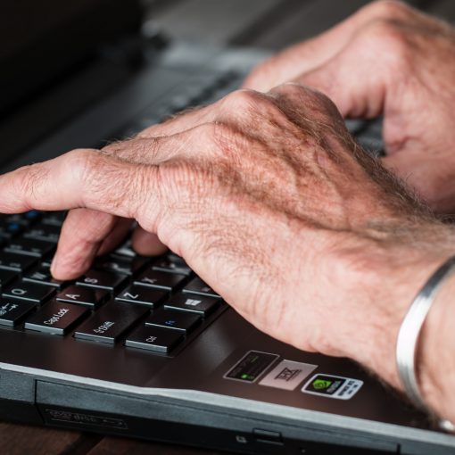 hands, old, typing